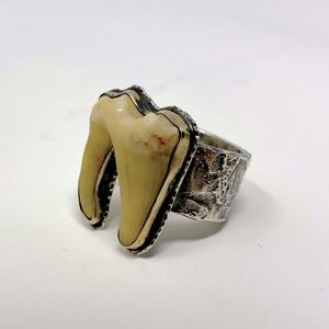 Bear Tooth Ring | Custom Forged in Fire | .925 Silver | Size 10.5